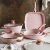 Set de casseroles et poêles antiadhésives 13 pièces granite rose Stonerose Vente