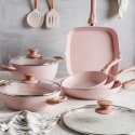 Set de casseroles et poêles antiadhésives 13 pièces granite rose Stonerose Offre