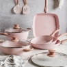 Set de casseroles et poêles antiadhésives 13 pièces granite rose Stonerose Offre