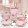 Set de casseroles et poêles antiadhésives 13 pièces granite rose Stonerose Remises