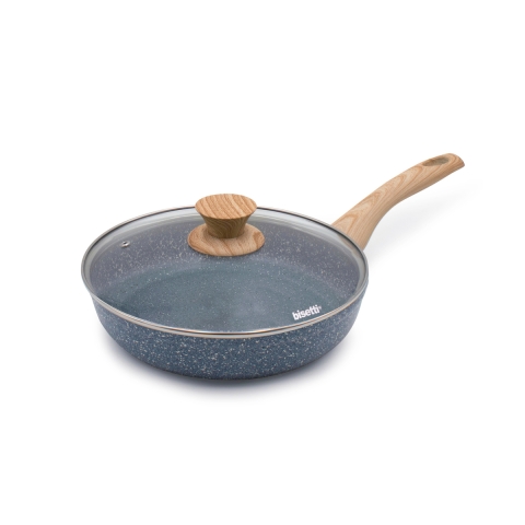 Poêle antiadhésive 24 cm effet pierre avec couvercle Pierre Gourmet Promotion