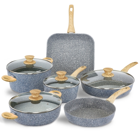 Ensemble de 10 pièces de casseroles et poêles en aluminium antiadhésif Pierre Gourmet Promotion