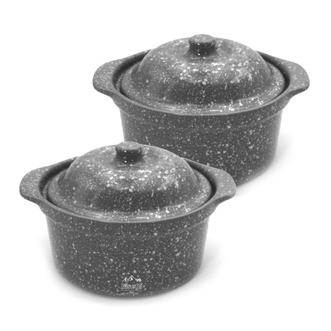 Set de 2 cocottes antiadhésives en céramique stoneware Pierre Gourmet Promotion