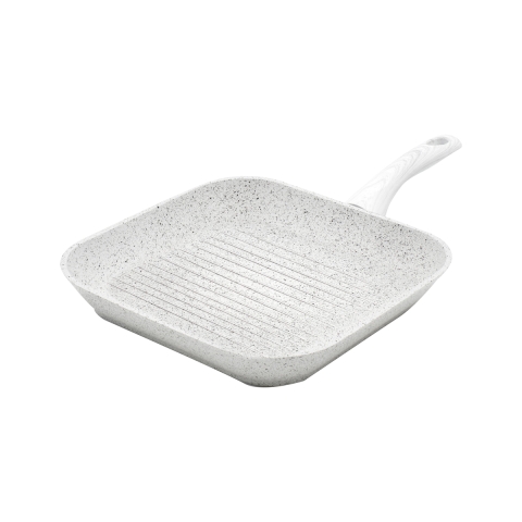 Grill antiadhésif 28x28cm avec manche en bois blanc Stonewhite Promotion