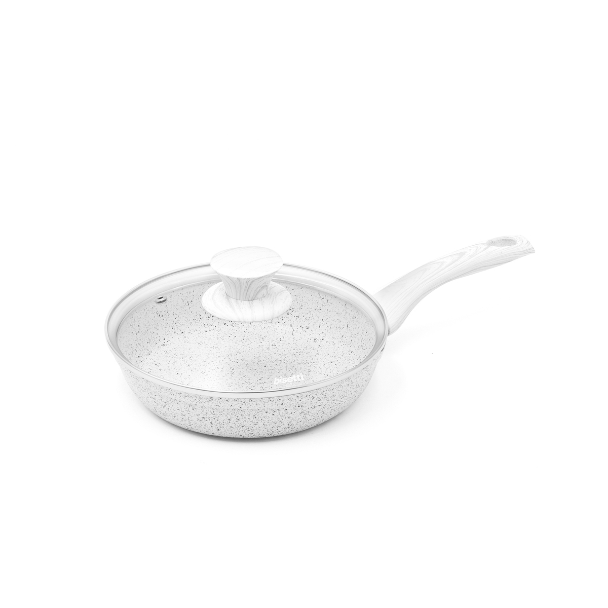 Poêle antiadhésive en aluminium 20 cm, manche en bois blanc Stonewhite Promotion Poêle antiadhésive en aluminium 20 cm, manche en bois blanc Stonewhite Promotion