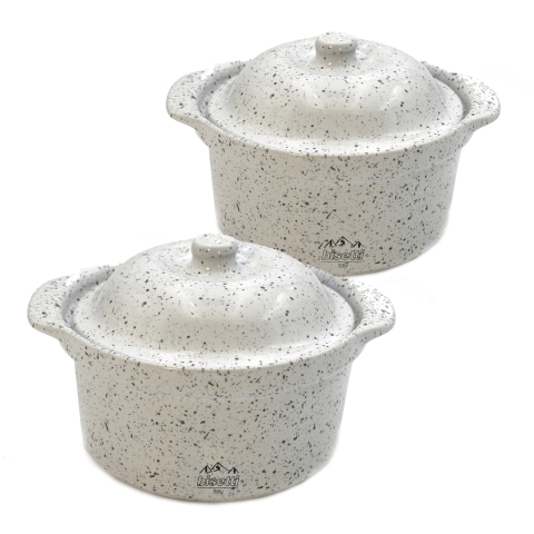 Set de 2 cocottes en céramique stoneware Bisetti Stonewhite pour le four Promotion