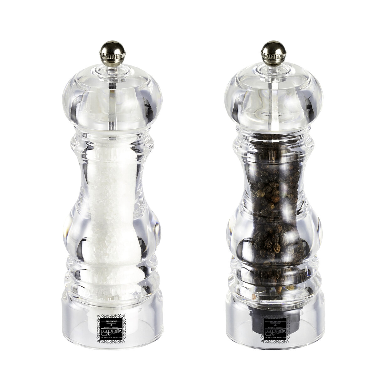 Ensemble de moulins à sel et poivre manuel transparent 17,5 cm Bisetti Promotion Ensemble de moulins à sel et poivre manuel transparent 17,5 cm Bisetti Promotion