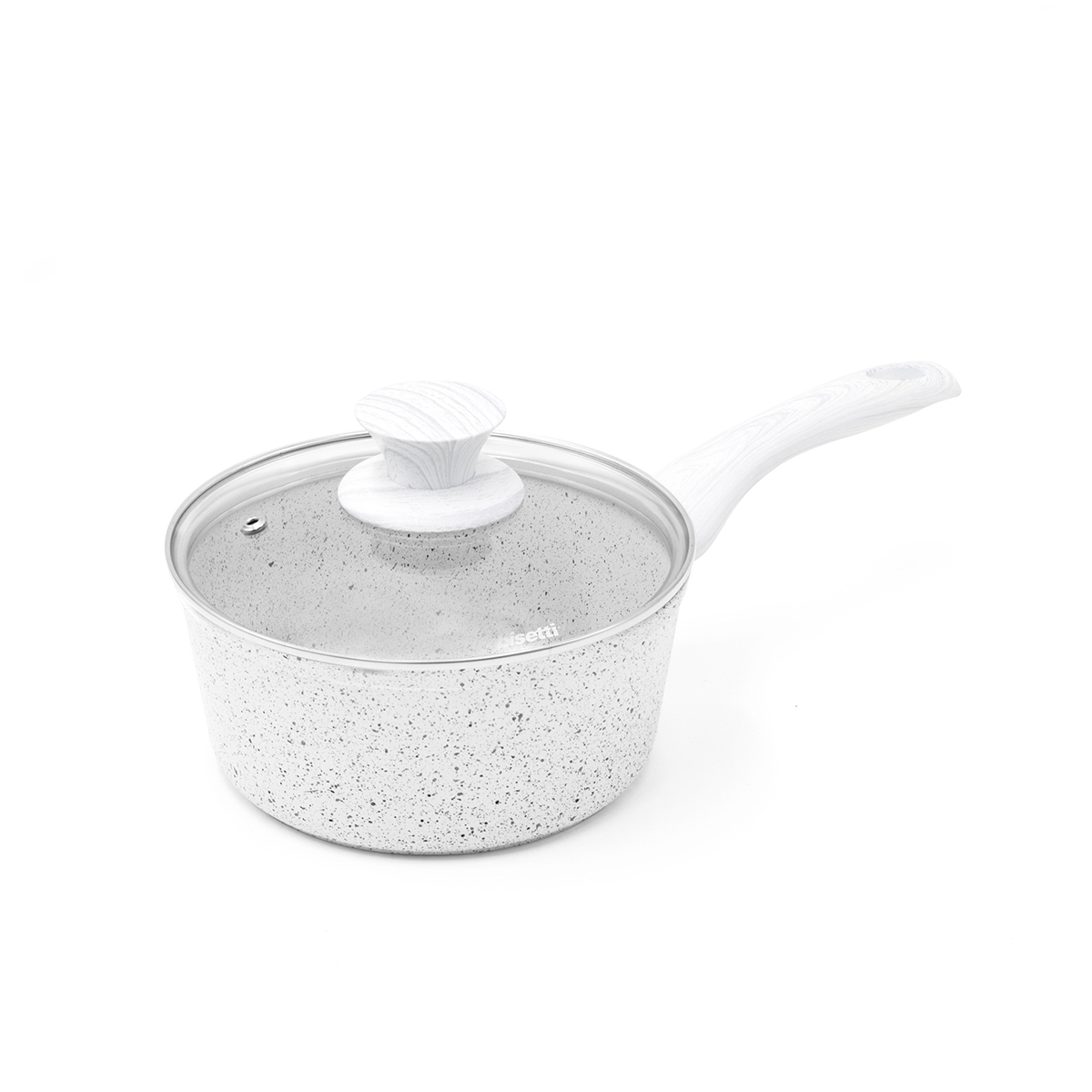 Casserole antiadhésive 18 cm avec manche en bois blanc Bisetti Stonewhite Promotion Casserole antiadhésive 18 cm avec manche en bois blanc Bisetti Stonewhite Promotion