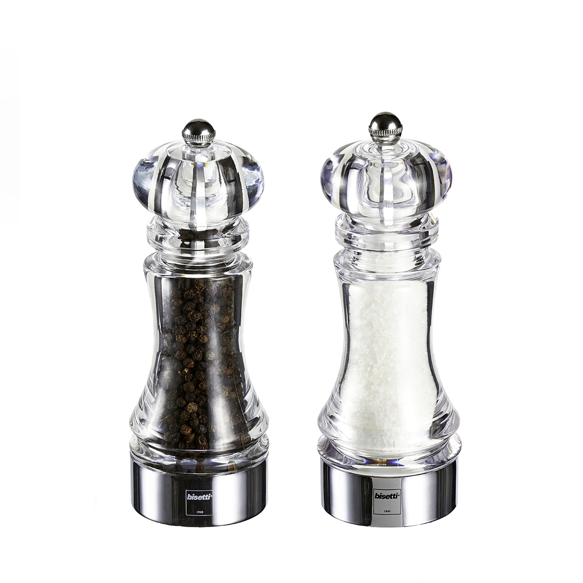 Moulin à sel et poivre transparents pour table cuisine 17,5 cm Bisetti Stonewhite Promotion Moulin à sel et poivre transparents pour table cuisine 17,5 cm Bisetti Stonewhite Promotion