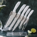 Ensemble de 5 couteaux de cuisine en acier inoxydable avec bloc transparent Stonewhite Vente