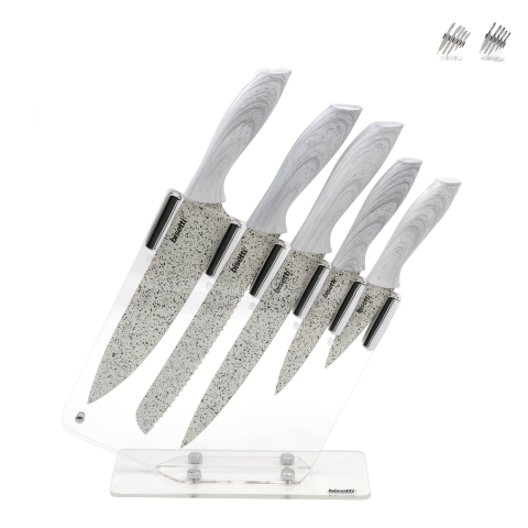 Ensemble de 5 couteaux de cuisine en acier inoxydable avec bloc transparent Stonewhite Promotion