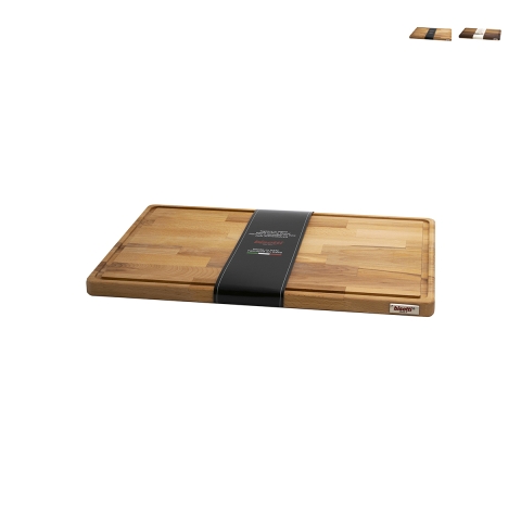 Planche à découper en bois avec rebord pour jus 35x23x2cm Bisetti Promotion