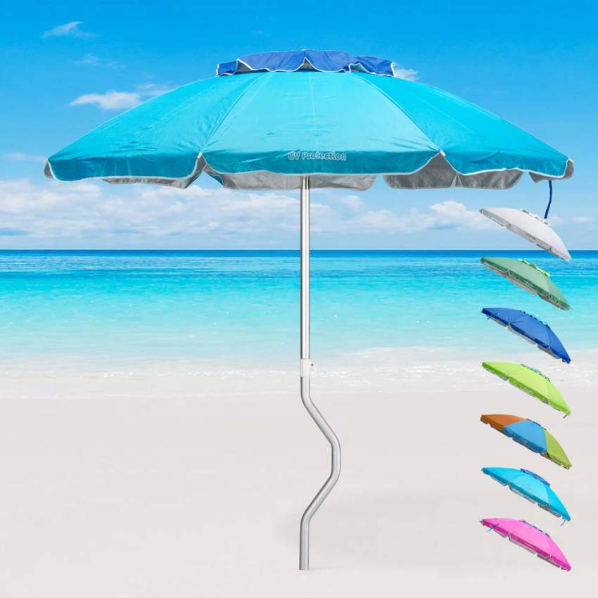 Parasol de plage aluminium leger visser protection uv GiraFacile 200 cm Afrodite