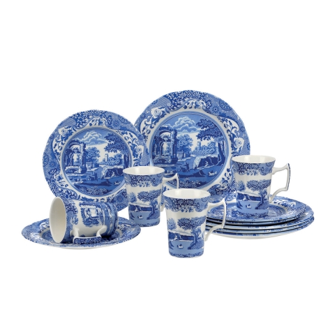 Service de vaisselle en terre cuite style anglais 12 pièces Blue Italian Promotion