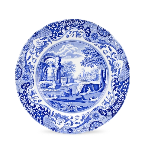 Ensemble de 4 assiettes plates en terre cuite style anglais 27x27x2 cm Blue Italian Promotion