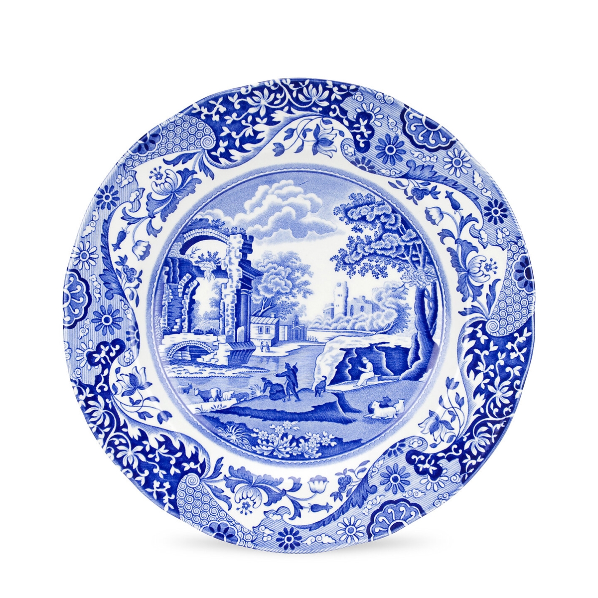 Ensemble de 4 assiettes plates en terre cuite style anglais 27x27x2 cm Blue Italian Promotion Ensemble de 4 assiettes plates en terre cuite style anglais 27x27x2 cm Blue Italian Promotion