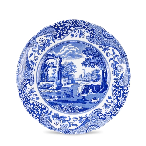 Set de 4 petites assiettes en terre cuite style anglais 19x19x2 cm Blue Italian Promotion