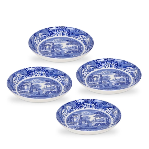 Set de 4 assiettes creuses style anglais en terre cuite 23x23x2cm Blue Italian Promotion