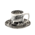 Tasse à café avec soucoupe décorée style anglais Black Italian Promotion