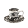 Tasse à café avec soucoupe décorée style anglais Black Italian Promotion
