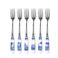 Lot de 6 fourchettes à dessert en acier et céramique style anglais Blue Italian Promotion