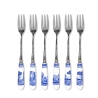Lot de 6 fourchettes à dessert en acier et céramique style anglais Blue Italian Promotion