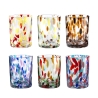 Lot de 6 verres à eau 10cm en verre coloré design créatif Banderoles Offre