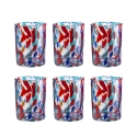 Set de 6 verres à eau en verre coloré design créatif 10cm Banderoles 