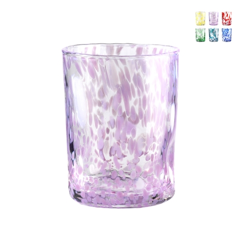 Ensemble de 6 verres à eau de table 10cm en verre coloré Carnaval Promotion