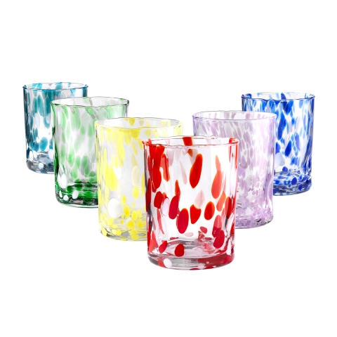 Ensemble de 6 verres à table assortis en verre coloré 10cm Carnaval Promotion