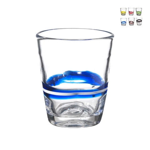 Ensemble de 6 verres à eau en verre avec rayures colorées 10 cm Eolo Promotion