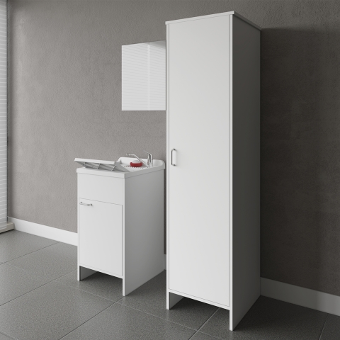 Ensemble meuble buanderie avec porte, miroir et colonne de rangement Negrari COMP 7 Promotion