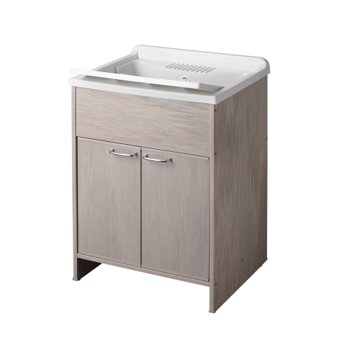 Meuble lave-main PVC aspect bois de chêne avec 2 portes et cuve Negrari 9002KR Promotion