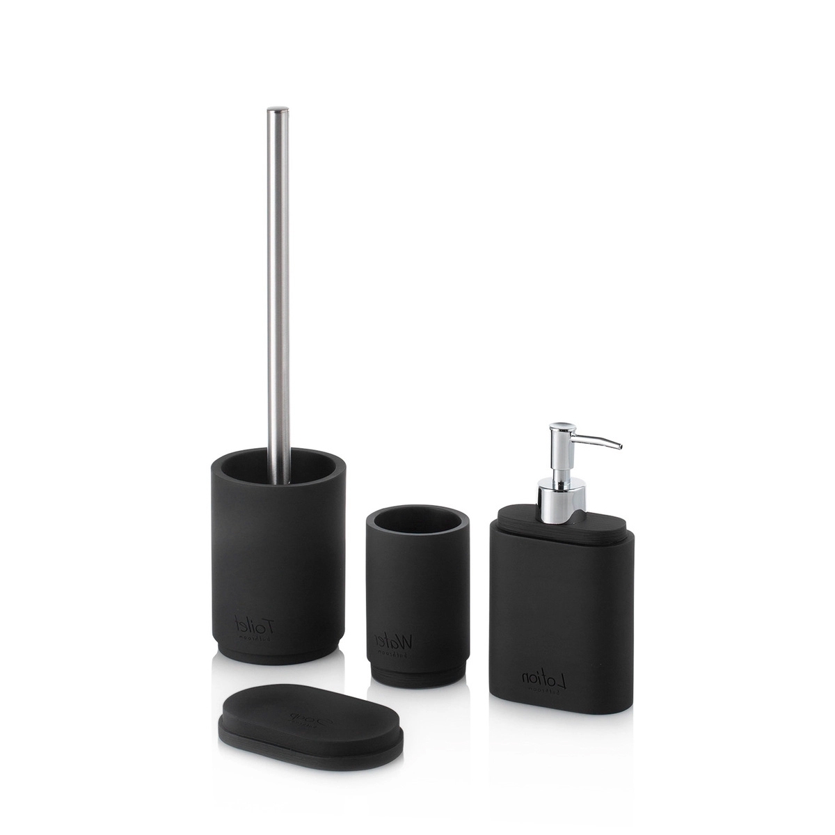 Ensemble de salle de bain 4 pièces en résine noire Zima Promotion