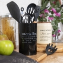 Porte-ustensiles noir avec inscription 8 pièces Victionary C Vente