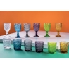 Ensemble de 6 verres à pied en verre coloré 210 ml à surface sculptée New Mexico Offre