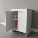 Meuble de salle de bain buanderie blanc en PVC avec 2 portes FB9002K Negari Vente