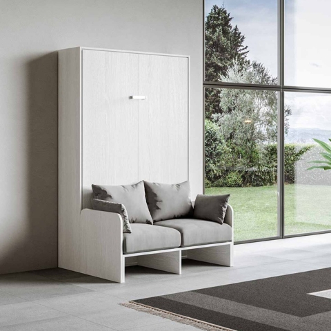 Lit escamotable français 140x190 cm avec canapé rembourré Sofà Kentaro Promotion
