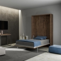 Lit escamotable une place et demie 120x190cm bois noyer Kentaro Vente