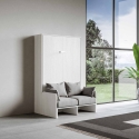 Lit escamotable une place et demie 120x190cm avec canapé Sofà Kentaro Promotion