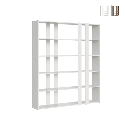 Bibliothèque murale 6 étagères design moderne 178x36x204cm Kato A Large Promotion