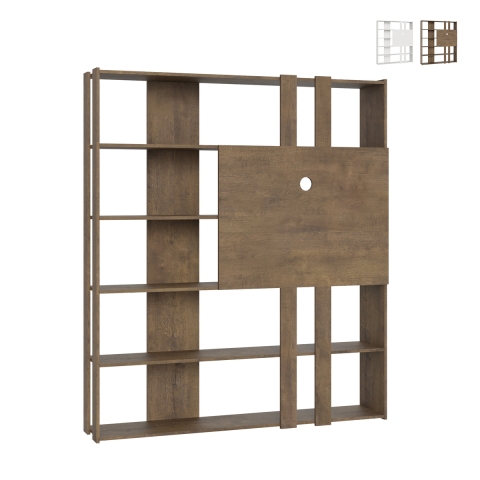 Bibliothèque avec porte-TV 6 étagères design moderne 178x36x204 Kato L Promotion