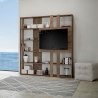 Bibliothèque avec porte-TV 6 étagères design moderne 178x36x204 Kato L Choix