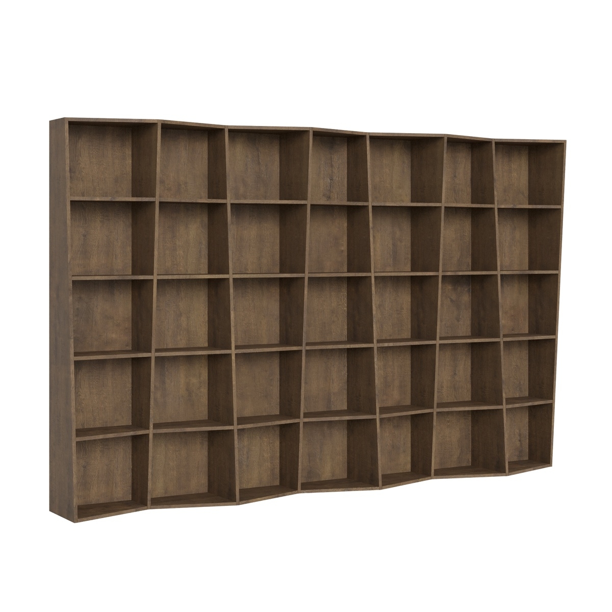 Bibliothèque murale salon design moderne avec compartiments en bois noyer Trek 7 Promotion