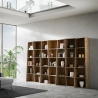 Bibliothèque murale salon design moderne avec compartiments en bois noyer Trek 7 Vente