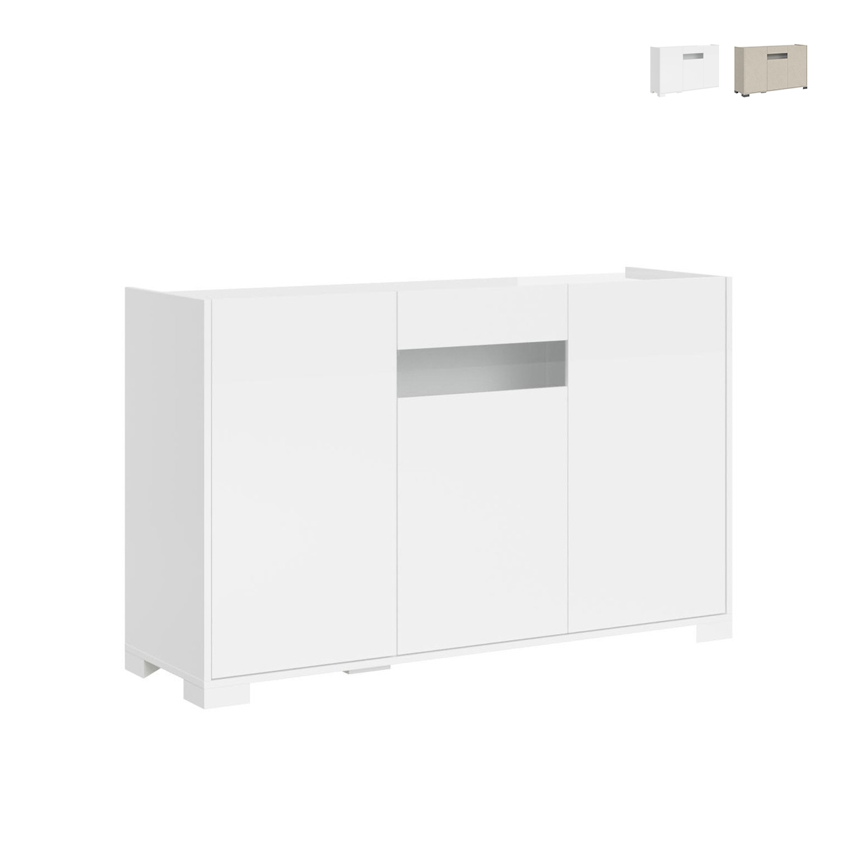 Buffet 3 portes design moderne avec verre fumé 130x40x81 Riflesso