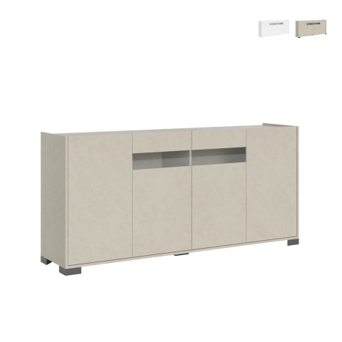 Grand buffet à 4 portes au design moderne avec verre fumé 172x40x81 Riflesso Promotion
