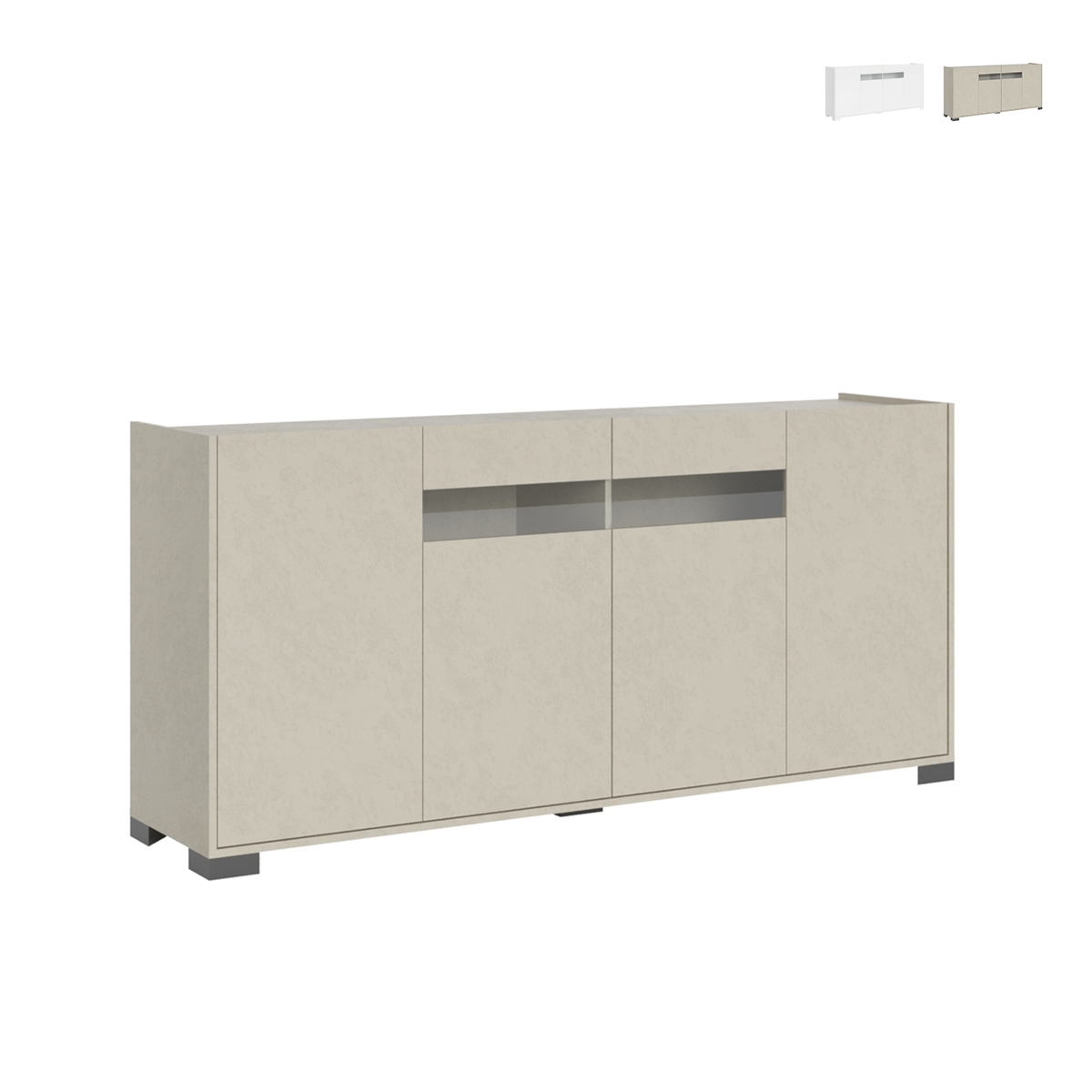 Buffet moderne 4 portes avec verre fumé 172x40x81 Riflesso