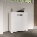 Buffet haut 3 portes gain de place 103x35x110 verre fumé moderne Riflesso Vente