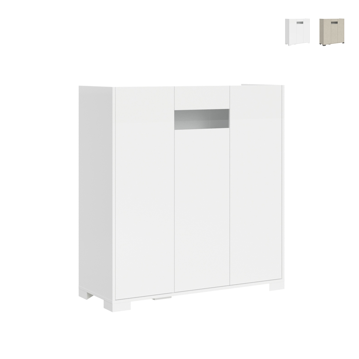 Buffet haut 3 portes gain de place 103x35x110 verre fumé moderne Riflesso
